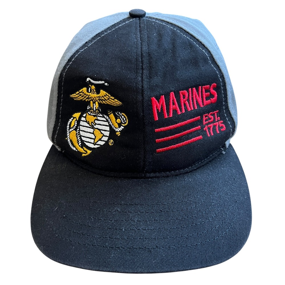 US Honor US Marines Hat Black Grey Embroidered EGA Est 1775 Made in USA Cap
